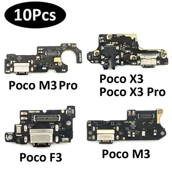 10 шт./лот, USB-порт Зарядное Устройство Док-станция Разъем Зарядная Плата Гибкий Кабель Для Xiaomi Poco M3 M4 F3 X3 Pro/Redmi 9T Mic Микрофон