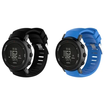 2 комплекта для подходящих браслетов Sunto Core ALU, черный браслет, силиконовый браслет для смарт-часов, синий и черный