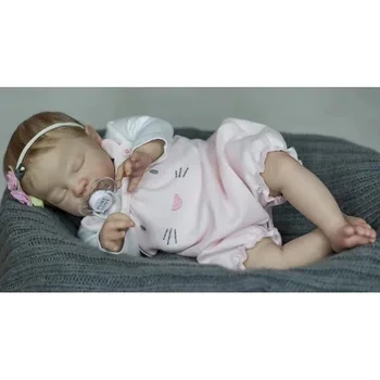 20-дюймовая кукла-Реборн, уже раскрашенная, Готовая Девочка Август, Спящая Новорожденная кукла с волосами ручной работы, коллекционная кукла
