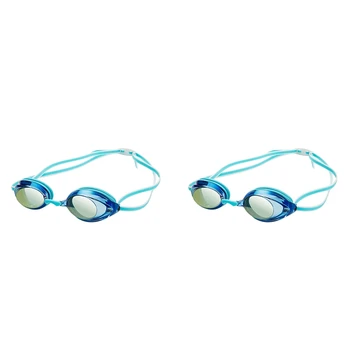 2X Профессиональные очки для плавания для детей, взрослых, гоночная игра, очки для плавания, противотуманные очки, очки для плавания, Голубое озеро