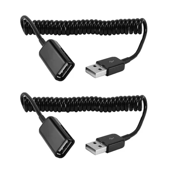 2X спиральных USB-адаптера для мужчин и женщин, переходный кабель 1 м 3 фута