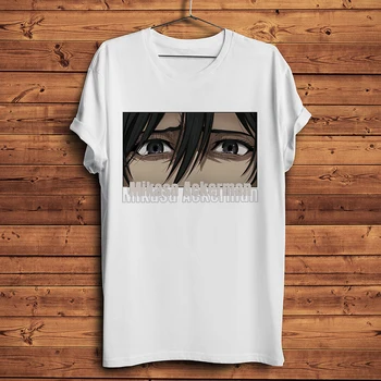 AOT Shingeki no Kyojin Mikasa Ackerman eyes забавная аниме футболка homme футболка с коротким рукавом унисекс мужская уличная футболка манга