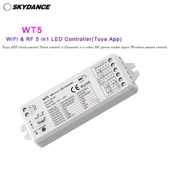 DC 12V 24V WiFi/Bluetooth-совместимые RGB, RGBW, RGB + CCT, CCT, одноцветные светодиодные фонари 5 in1 LED controller RF Remote, Tuya Control