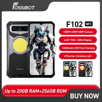 FOSSiBOT F102, Смартфон емкостью 16500 мАч, , 20 ГБ + 256 ГБ, Камера 108 М, Сотовый телефон, 6,58 FHD + 120 Гц, Helio G99, Мобильный телефон
