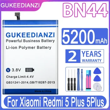 GUKEEDIANZI Новый Сменный Аккумулятор Для Мобильного Телефона BN44 Большой Емкости 5200 мАч Для Xiaomi Redmi 5 Plus 5Plus