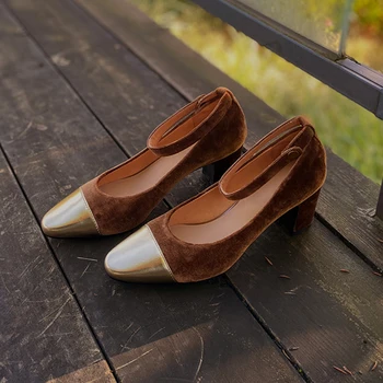Heihaian Mary Jane Shoes 2023 Осенние Новые Французские Элегантные Туфли С Круглым Носком И Темно-Фиолетовыми Высокими Каблуками На Высоком Каблуке
