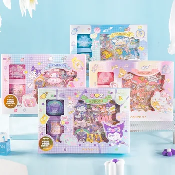 Joytop Подлинный Sanrio Hello Kitty Kuromi Cinnamoroll Шесть Дворцов Подарочная Коробка Набор Студенческий Милый Мультяшный Карманный Стикер Для Украшения DIY