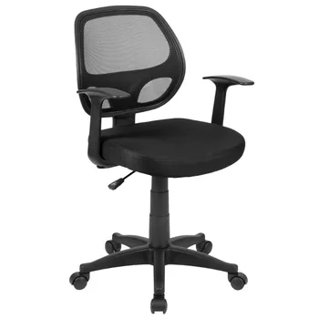 LISM Черное Сетчатое Поворотное Эргономичное Офисное кресло со средней спинкой и Т-образными подлокотниками - Рабочее кресло, Сертифицированное BIFMA