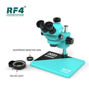 RF4 RF-7050PRO Новейший триокулярный микроскоп с 7-50-кратным увеличением, Ручка увеличения 6 передач, Точная блокировка стереомикроскопов