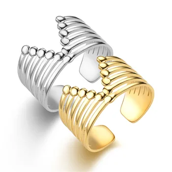SOHOT Титановое кольцо из нержавеющей стали с регулируемым отверстием V-образной геометрической формы, ювелирные изделия для унисекс, панк-мода, подарок для вечеринки Оптом