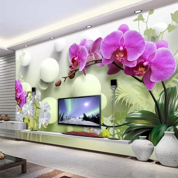 wellyu Пользовательские обои 3d фреска phalaenopsis papel de pared обои 3D стерео ТВ фон стены гостиной спальни 3d обои
