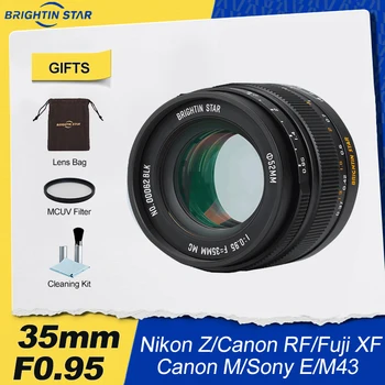 Беззеркальный Объектив Brightin Star 35mm F0.95 с Большой Диафрагмой для камеры Sony E Fujifilm XF Canon M Canon RF Nikon Z M43