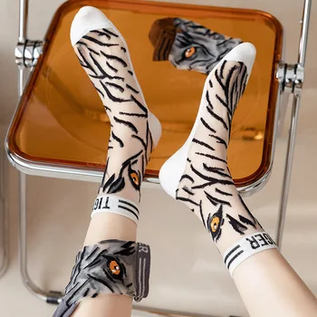 Весенне-летние шелковые носки с открытками, тонкие хрустальные носки, японские прозрачные стеклянные шелковые женские носки с хлопковой подошвой