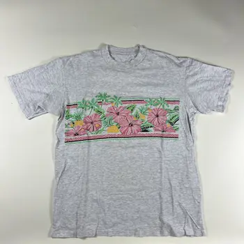 Винтажная Рубашка с цветами 1990 года, L-образный цветочный узор вокруг природы, Образа Жизни, длинные рукава