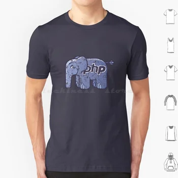 Винтажная футболка с логотипом Php Elephpant, большой размер, 100% хлопок, программное обеспечение для разработчиков Php, Php Elephant, Php Coding, разработчик программирования