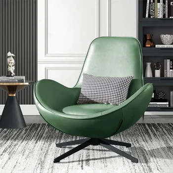 Винтажное роскошное кресло с черными металлическими подушками для ног, Кожаное Расслабляющее кресло для гостиной Creative Hotel Fauteuil Relax Home Furniture