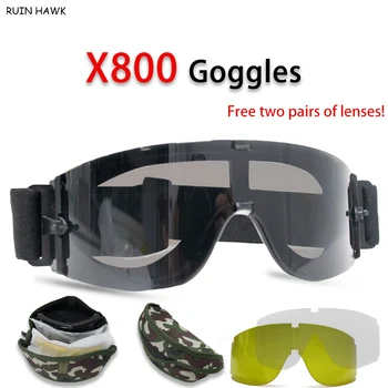 Военные Тактические очки X800 для Мужчин, Армейские Солнцезащитные очки, Очки для пейнтбола, Защита глаз, 3 линзы