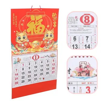 Декоративный Подвесной Календарь Год Дракона Настенный Календарь в китайском стиле Календарь на 2024 год Лунный Календарь Подвесной Календарь на 2024 год