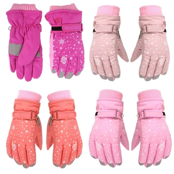 Детские лыжные велосипедные перчатки, толстые теплые варежки, водонепроницаемые перчатки для сноуборда