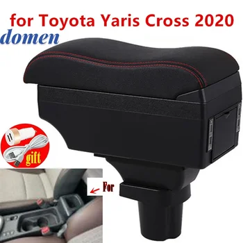 Для Toyota Yaris Коробка для поперечного подлокотника 2020 2021 2022 Модернизация деталей интерьера Центральный ящик для хранения автомобильного подлокотника со светодиодной подсветкой USB