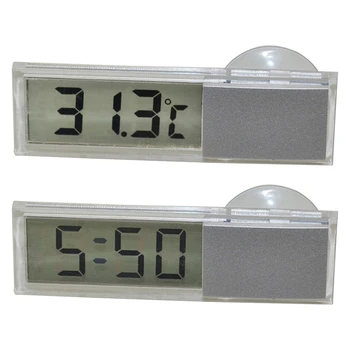ЖК-Дисплей Цифровые Автомобильные Часы Термометр Измеритель Температуры Датчик Автомобильные Мини-Часы с Присоской A70F