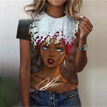 Женская футболка с 3D-принтом Bohemia Girl, летние повседневные модные футболки с коротким рукавом, негабаритная графическая рубашка, Женская одежда