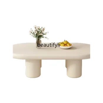 Журнальный столик в новом кремовом стиле, Домашняя гостиная, простой современный Светлый Роскошный чайный столик, Овальный Длинный стол, мебель для чайного столика