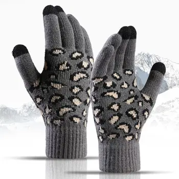 Зимние Вязаные Перчатки Из Акрилового Волокна, Высококачественные Утолщающие Теплые Перчатки С Сенсорным Экраном, Лыжные Перчатки