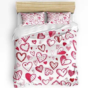 Комплект постельного белья Heart Love 3шт Для мальчиков и девочек, пододеяльник, Наволочка, Одеяло для детей и взрослых, комплект двуспальной кровати, домашний текстиль