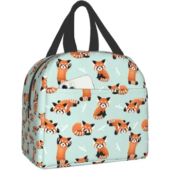 Красная панда, утепленная сумка для ланча, женская и мужская, многоразовый портативный термохолодильник для работы, пикника и путешествий