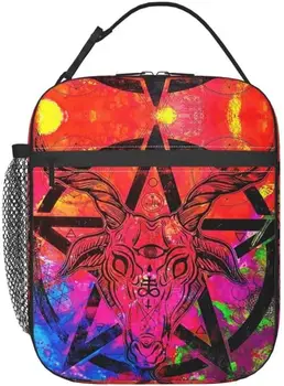 Красочная пентаграмма Демона Бафомета, Сатанинская Герметичная моющаяся изолированная сумка для ланча в стиле аниме, сумка для бенто, ланч-бокс, сумка для хранения, органайзер