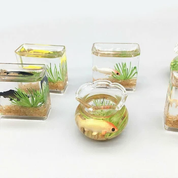 Кукольный домик, миниатюрная стеклянная чаша для аквариума в масштабе 1: 12, мини-модель аквариума, кукольный дом, украшения для дома, Игрушки для кукольного домика, аксессуары