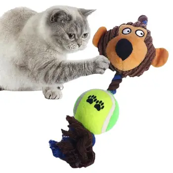 Кусачие игрушки для щенков, интерактивные игрушки для собак, вельветовые плюшевые игрушки для средних собак, шлифовальные игрушки из теннисного хлопка и веревки