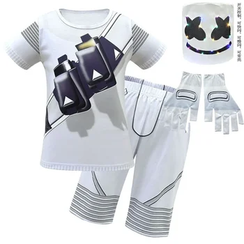 Летняя одежда Marshmello Rock, маска диджея, костюмы для косплея детей старшего возраста на Хэллоуин