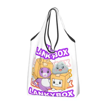 Многоразовые мультяшные продуктовые сумки Lankybox, складные, можно стирать в машине, милые сумки для покупок Foxy, Большая эко-сумка для хранения, легкая