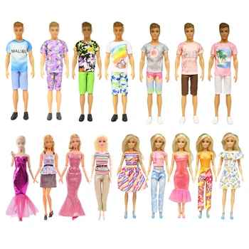 Модные 5 предметов/комплект в случайном порядке = 3 Предмета одежды для Барби + 2 Топы, Брючный костюм для Куклы Кен, Аксессуары для Детских Игрушек, Сделай САМ, Подарок на День Рождения, Подарок