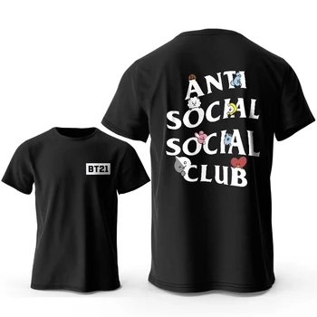 Мужская футболка с антисоциальным принтом из 100% хлопка, классические винтажные футболки с графическим рисунком большого размера для мужчин, женские летние топы