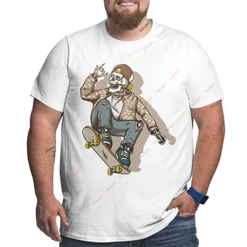 Мужские футболки Skull Skate для больших и рослых мужчин, графические футболки, большие футболки, мужская футболка с рисунком тренировки, рубашка большого размера 6xl