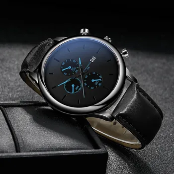 Мужские часы, модные роскошные наручные часы с датой, высококачественный кожаный ремешок, спортивные часы, повседневные деловые часы, подарок Montre Homme