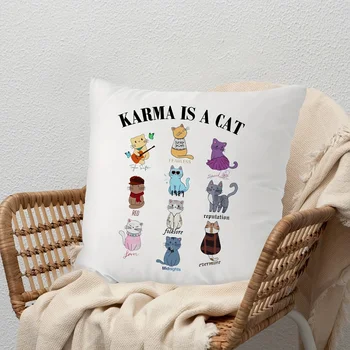Наволочки Karma Is A Cat с рисунком Midnights ретро декоративная подушка Meet Me At Midnight Cute Cat женская наволочка для фанатов