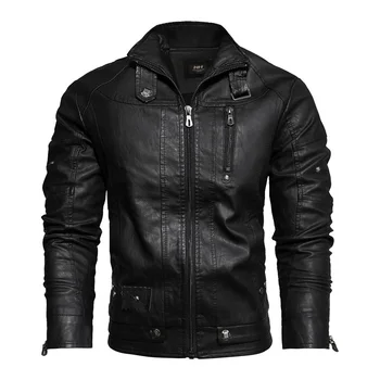 Новая осенне-зимняя винтажная кожаная куртка, трендовое высококачественное брендовое мужское пальто из искусственной кожи в ностальгическом стиле