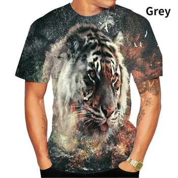 Новинка 2023 года, универсальная крутая футболка на все сезоны, футболка с тигром с 3D-печатью