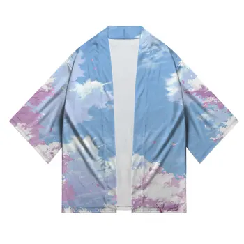 Новое японское кимоно с принтом вишневого цвета, свободный кардиган Versio, удобный костюм самурая, высококачественный купальник для отдыха