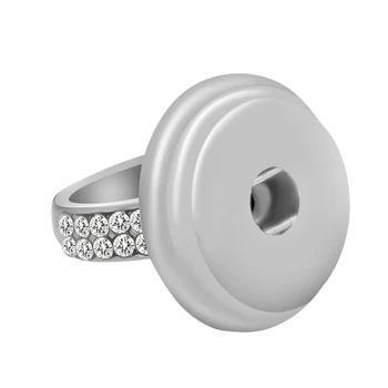 Новые JZ0030 Простые посеребренные хрустальные защелкивающиеся кольца 4 размера, подходящие по размеру 18-миллиметровые защелкивающиеся кнопки DIY фурнитура оптом