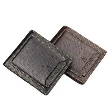Новые мужские кошельки, Черно-коричневый держатель для карт, маленький кошелек, мужской модный держатель для фото /банка, Короткие подарки для кошелька, футляр для кредитных карт
