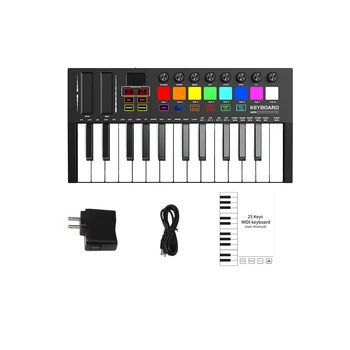 Новый музыкальный инструмент KONIX со светодиодным экраном, 25 клавиш, MIDI-клавиатура, электронное пианино, электронная клавиатура