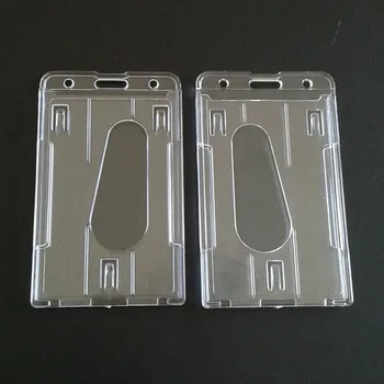 Новый прозрачный вертикальный жесткий пластиковый держатель для бейджа, двойная карточка ID, прозрачный держатель для кредитной карты размером 10x6 см