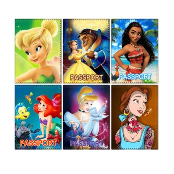 Обложка для паспорта Disney Belle Cinderella, женская обложка для загранпаспорта, кошелек для кредитных карт из искусственной кожи, бирка для билетов