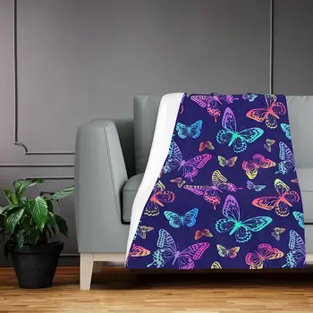 Одеяло с бабочками, Пледы с бабочками для маленьких девочек, Уютное легкое фланелевое флисовое одеяло с бабочками в подарок