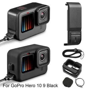 Откидная крышка батарейного отсека для GoPro Hero 10 9 Черная Съемная крышка батарейного отсека Порт для зарядки Go Pro 10 9 Аксессуары
